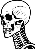 A skeleton with a skeleton head and a skeleton body vector