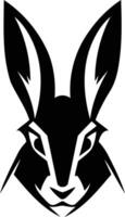 A black and white rabbit head with ears vector