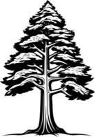 A black and white tree with a large trunk vector