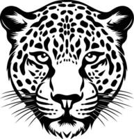 A black and white drawing of a leopard head vector