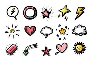 Set of comic icons illustration vector