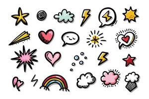 A set of comic book icons and symbols vector