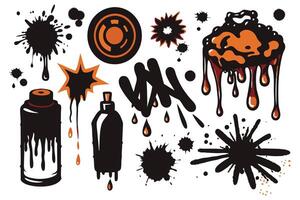 Spray paint and paint splatters on a white background vector