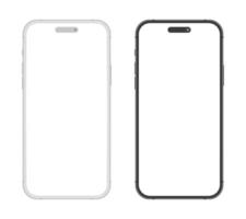 Smartphone device gray black mockup template. Mobile phone with blank screen illustration vector