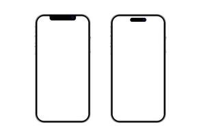 Set of two modern mobile phone mockup with buttons. Smartphone devices with blank screen template for showcase and presentation design illustration vector