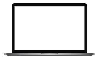 Realistic laptop device blank screen mockup template. Modern computer notebook equipment on white background. UI Presentation showcase vector