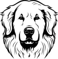 A dog's head is drawn in black and white vector