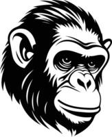 A black and white monkey head with a big nose vector