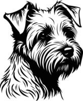 A black and white drawing of a dog's head vector