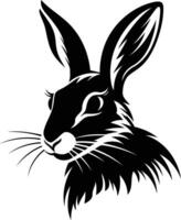 A black and white rabbit head on a white background vector