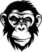 A black and white monkey head with a big nose vector