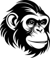 A black and white monkey head with a long beard vector