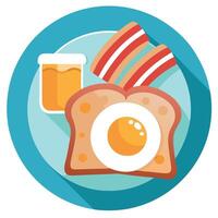 Delicious Breakfast with Crispy Bacon. Toasted Bread. and a Fried Egg vector