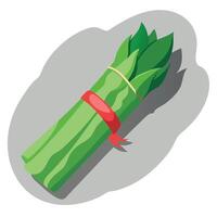 Fresh green asparagus wrapped in jamon on a grey wooden table top view vector