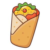 Breakfast Burrito with Scrambled Egg isolated on transparent background Remove . Clipping Path. p vector
