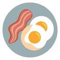 Bacon and eggs on a light gray background. Copy space. Food Photography vector