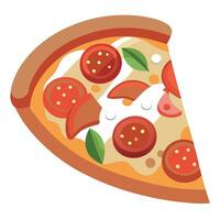Delicious pizza with bacon. ham. mozzarella and tomato sauce - isolated vector