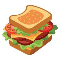 Blt sandwich with toasted bread. crispy bacon. fresh lettuce. and juicy tomatoes is making your mout vector