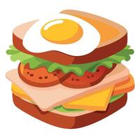 Delicious sandwich with bacon. eggs. and fresh lettuce on toasted bread vector