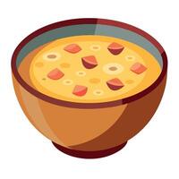 Bowl of creamy potato soup with tender chunks of potato bacon bits and cheddar cheese vector