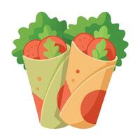 Fresh and Healthy Veggie Wraps with Avocado. Lettuce. Tomato. and Bacon vector