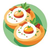 Delicious breakfast egg bites topped with crispy bacon and fresh chives vector