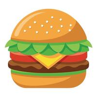 Burger with beef. lettuce. tomato. cheese. cucumber wih blur background vector