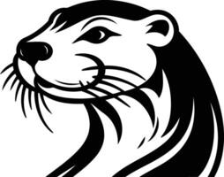 An otter head with a black and white background vector