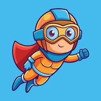 Superhero Diver Soaring Through the Sky with a Superhuman Smile vector
