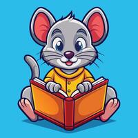 Adorable Mouse Immersed in a Book Reading Adventure vector