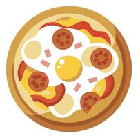 Breakfast Pizza with Scrambled Eggs and Bacon Isolated on a Transparent Background vector
