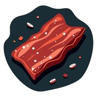 Homemade healthy beef jerky with salt and pepper close up view on dark background vector