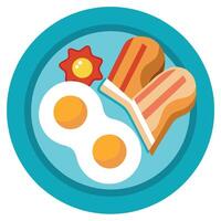Delicious Breakfast Plate with Fried Eggs. Crispy Bacon. and Toast vector