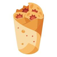 Breakfast Burrito With Scrambled Eggs. Bacon. Cheese. and Potatoes vector