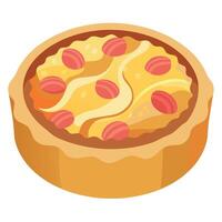 Gourmet Quiche Lorraine with Bacon and Cheese Delightfully Served - Close-Up View vector