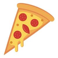 Golden Cheesy Pizza with Diced Bacon on a White Background vector