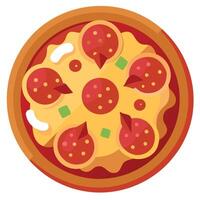 Close up of a delicious pizza with pepperoni and bacon. vector