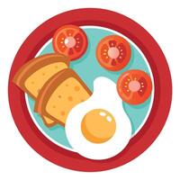 Hearty Breakfast with Fried Egg. Bacon. Toast and Tomatoes vector