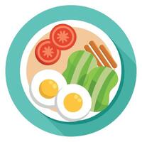 Delicious Low-Carb Plates with Avocado. Eggs. and Bacon vector