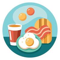 Breakfast with eggs and bacon in a commercial photoshoot style vector