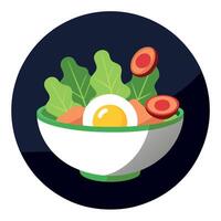 Caesar salad with egg and bacon in a bowl on a dark background vector