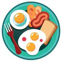 A hearty breakfast with fried eggs. bacon. beans and toast. vector