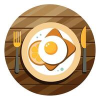 A Sunny Side Up Breakfast Delight on a Rustic Wooden Table vector