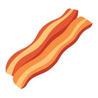 A photo real image on white of of strips of crispy bacon vector