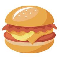 Breakfast sandwich with bacon. egg. and cheese on a bagel. vector