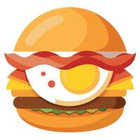 Burger with a sunny-side-up egg bacon and cheese served vector