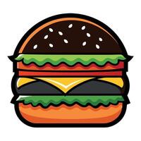Delicious and fresh burger on black background view vector