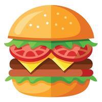 Bacon Cheeseburger With Fresh Tomatoes and Crispy Bacon vector