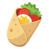 A breakfast burrito with scrambled eggs cheese and salsa vector