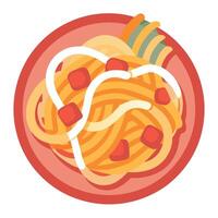 Close-up of spaghetti carbonara with bacon and cheese. vector
